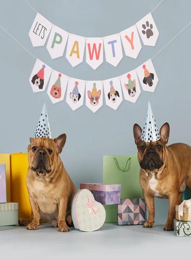 Agkvw Let’s Pawty Dog Banner - Dog Happy Birthday Banner, Puppy Party Garland, Pet Birthday Decoration for Dogs Lovers, Puppy Shower or Adoption Celebration (white puppy banner) - Image 4